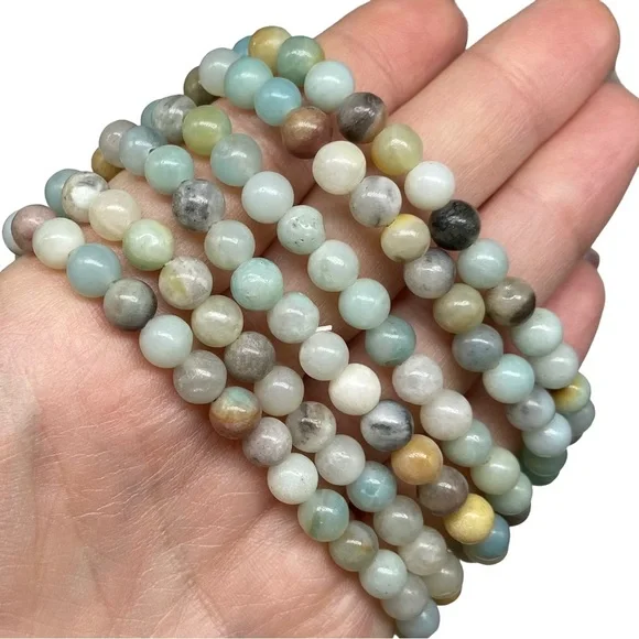6mm Amazonite Stretch Bracelet Beads Beaded Crystal Gemstone Boho Peru Stone - Picture 2 of 4